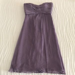 Lovely Lilac Silk Strapless Dress tea length.